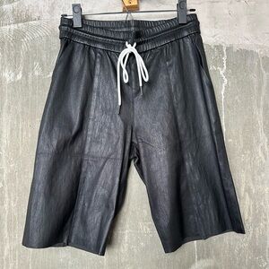 SPRWMN lamb leather drawstring shorts